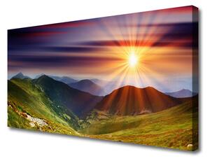 Quadro su tela Paesaggio di montagne al tramonto 100x50 cm