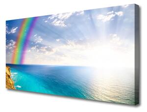 Quadro su tela Un arcobaleno per noi in riva al mare 100x50 cm