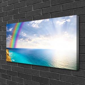Quadro su tela Un arcobaleno per noi in riva al mare 100x50 cm