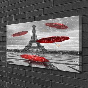 Quadro stampa su tela Ombrello della Torre Eiffel di Parigi 100x50 cm