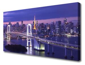 Stampa quadro su tela Architettura della città del ponte 100x50 cm