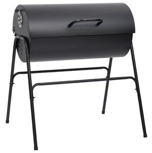 Barbecue a Barile 2 Griglie di Cottura Nero 80x95x90 cm Acciaio