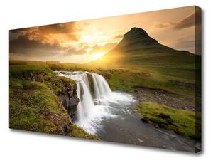 Quadro su tela Montagne della cascata della natura 100x50 cm