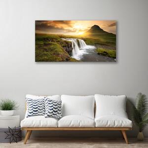 Quadro su tela Montagne della cascata della natura 100x50 cm