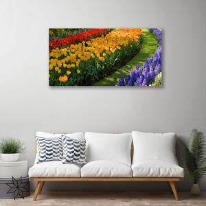 Quadro su tela Fiori del giardino dei tulipani 100x50 cm