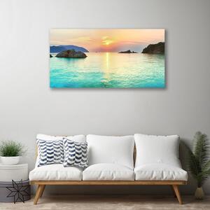 Quadro stampa su tela Paesaggio del mare delle rocce del sole 100x50 cm