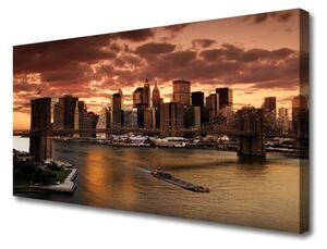 Quadro su tela Città del ponte di Brooklyn 100x50 cm