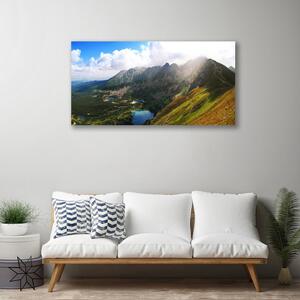 Foto quadro su tela Paesaggio delle montagne del prato 100x50 cm