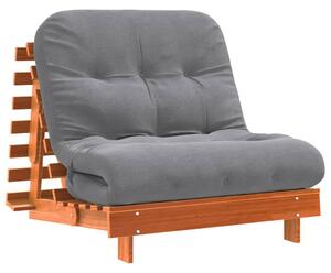 Divano Letto Futon con Materasso Marrone Cera 80x206x11cm Pino