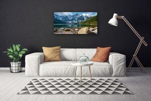 Quadro su tela Montagne del lago della foresta di Tatry 100x50 cm