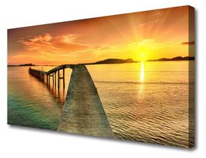 Stampa quadro su tela Mare, sole, ponte, paesaggio 100x50 cm