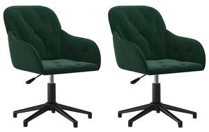 Set Di 2 Sedie Da Pranzo In Velluto Verde – Moderne Con Gambe In Metallo Nero - 6