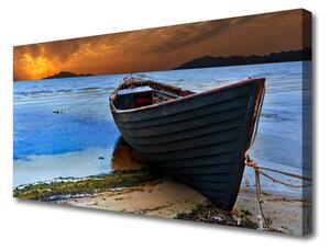 Stampa quadro su tela Spiaggia della costa del mare della barca 100x50 cm
