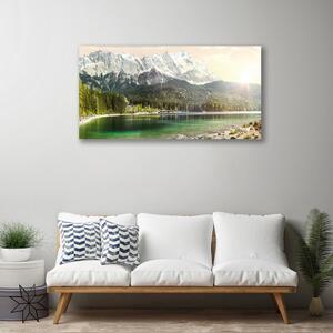Quadro su tela Montagne del paesaggio del lago della foresta 100x50 cm