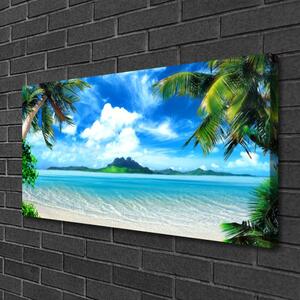Quadro su tela Palme sul mare dell'isola tropicale 100x50 cm