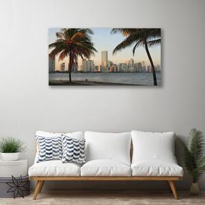 Quadro su tela Le palme dei Tropici City Sea 100x50 cm