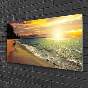 Quadro vetro Sole spiaggia mare paesaggio 100x50 cm