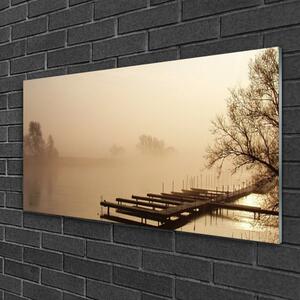 Quadro in vetro Ponte acqua nebbia paesaggio 100x50 cm