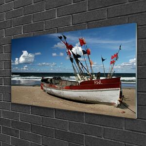 Quadro in vetro Mare Spiaggia Barca Paesaggio 100x50 cm