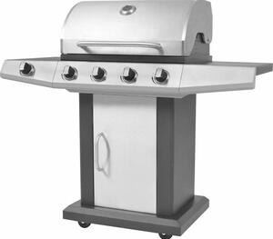 Griglia Barbecue a Gas Argento Acciaio con Tubo Metallico