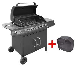 VidaXL Barbecue a gas 6+1 fiamme nero
