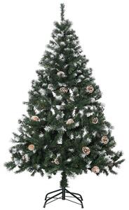 HOMCOM Albero di Natale Artificiale Innevato 150cm con 676 Rami e Pigne, Apertura Automatica e Base Pieghevole, Verde