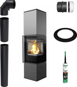 Stufa a libera installazione KRATKI REN Right 7 kW Ø150 tubi e kit di installazione