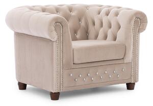 Poltrona chesterfield beige con rivestimento in velluto York Blik – Ropez
