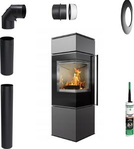 Stufa a libera installazione KRATKI REN S/L/BA1 7kW Ø150 Set con blocco della porta