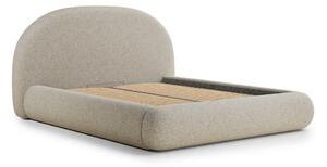 Letto matrimoniale imbottito beige con contenitore con rete inclusa 160x200 cm Maumere – Maison de Rêve