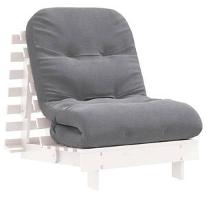 Divano Letto Futon con Materasso Bianco 70x206x11cm Legno Pino