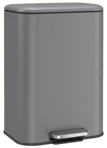 HOMCOM Pattumiera Rettangolare a Pedale 30L con Secchio Interno Rimovibile, Chiusura Ammortizzata, Manico, Grigio Scuro | Aosom Italy