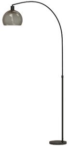 HOMCOM Lampada da Terra ad Arco con Interruttore a Pedale, in Marmo, Ferro e Plastica, 90x26x180 cm, Nero e Grigio Fumo | Aosom Italy