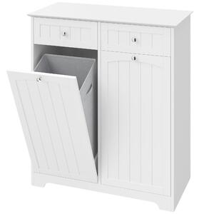 HOMCOM Mobile Bagno Salvaspazio con 2 Cassetti e 2 Cesti, Bianco | Aosom Italy