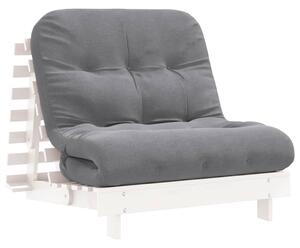Divano Letto Futon con Materasso Bianco 80x206x11cm Legno Pino