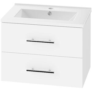 HOMCOM Mobile Lavabo Bagno, con 2 Cassetti e Lavandino, Bianco | Aosom Italy