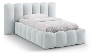Letto singolo imbottito grigio chiaro con contenitore con rete inclusa 90x200 cm Lupine – Micadoni