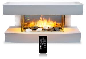 Camino elettrico per ambienti - 2000 W - Effetto fiamma LED - Bianco