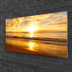 Quadro in vetro Paesaggio del sole del mare 100x50 cm