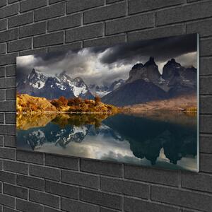 Quadro vetro Paesaggio del lago di montagna 100x50 cm