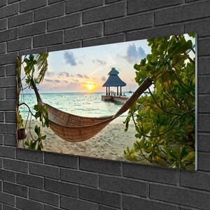 Quadro vetro Spiaggia Amaca Mare Paesaggio 100x50 cm