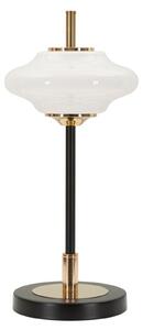 Lampada da tavolo vintage, vetro e ferro, diametro 22 cm, altezza 46 cm, nero e oro, design Mauro Ferretti