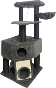 GUILY Tiragraffi grigio scuro - 50 x 50 x 141 cm - Grigio scuro - 2 piattaforme, 1 posatoio, 1 capanna, 1 rampa, 1 tunnel
