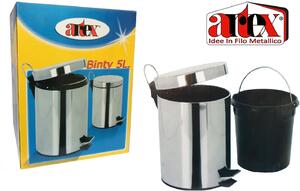 Artex Pattumiera Acciaio Inox litri 5 con Pedal. Binty - T213505