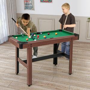 Costway Tavolo da biliardo 122cm con set completo di palline 2 steccette 2 gessi, Tavolo da gioco da biliardo in legno Verde