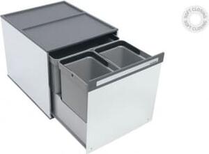 TECNOINOX Pattumiera Sottolavello Estraibile per Cassetto Cucina 3 Contenitori spazzatura 10 + 10 + 16 Litri colore Acciaio / Grigio - BOX 3