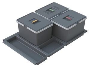 Elletipi Pattumiera Sottolavello Estraibile per Cassetto Cucina 3 Contenitori spazzatura 12+12+12 Litri in Plastica - PTC22 08050 7FC97 PPV Metropo