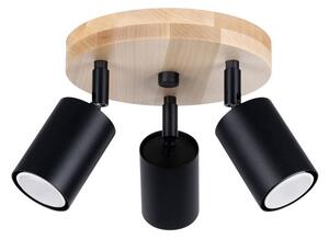 Lampada a soffitto VERDO 3P nero 3xGU10 10W acciaio/legno 17x33x33cm Sollux Lighting