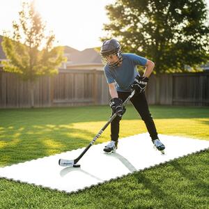 Costway Tavola di ghiaccio artificiale per tiro da hockey pista di ghiaccio, Piastrelle per pavimenti da hockey per allenamento Bianco