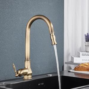 Miscelatore da cucina Purify - Miscelatore per lavello - Doccetta estraibile - Rotazione a 360° - Acqua calda e fredda - Montaggio monoblocco - Con filtro per l'acqua - Ottone anticato